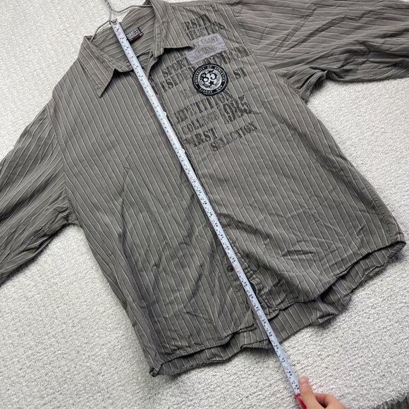 Y2K Roadster Manchester GD Button Up Shirt Distressed Men XL Grunge Goth AOP - Picture 9 of 10